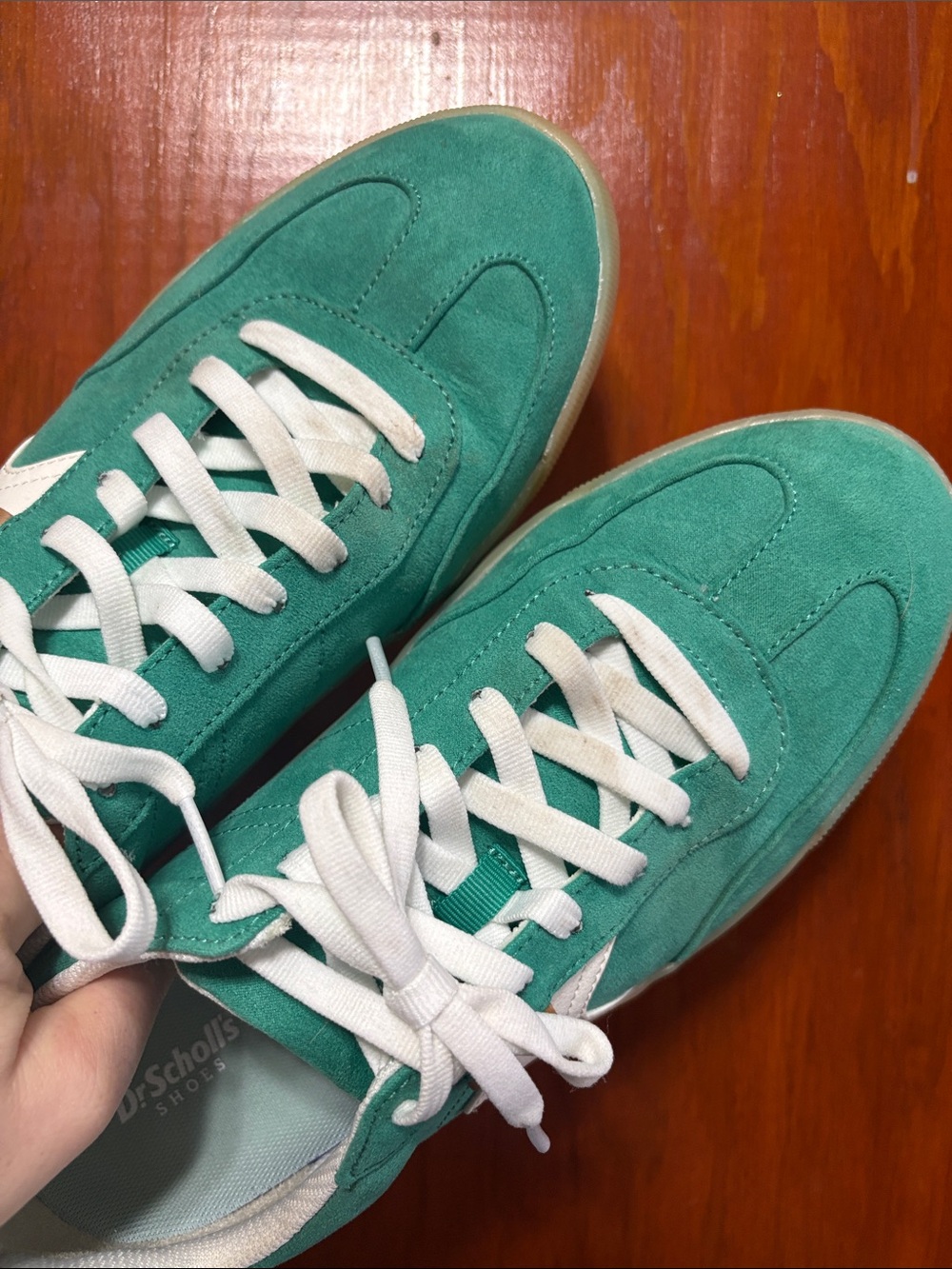 Dr Scholl’s Women's Time Off Win Lace Sneaker Lucky Green Faux Leather - Picture 4 of 6